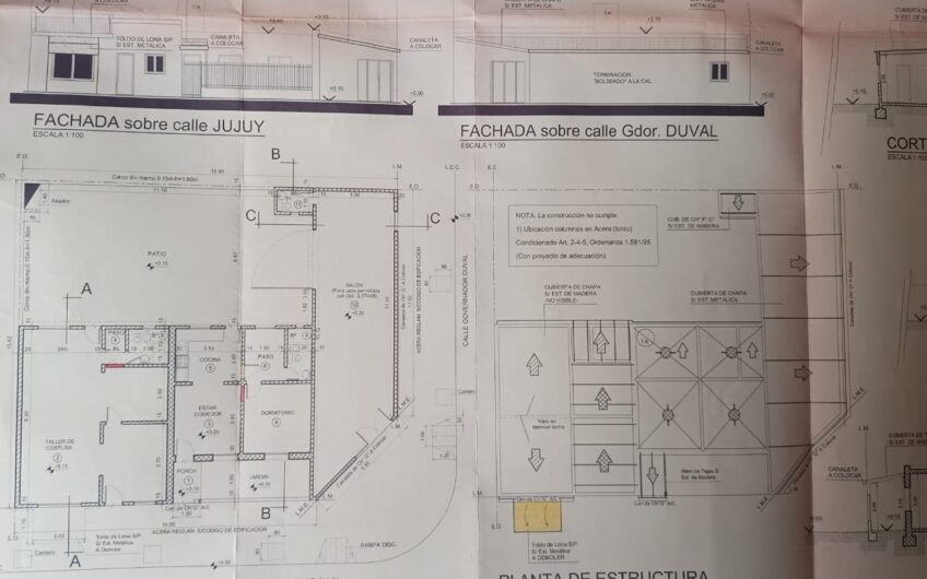 Dos departamentos con garaje mas galpón sobre esquina de Jujuy y Duval